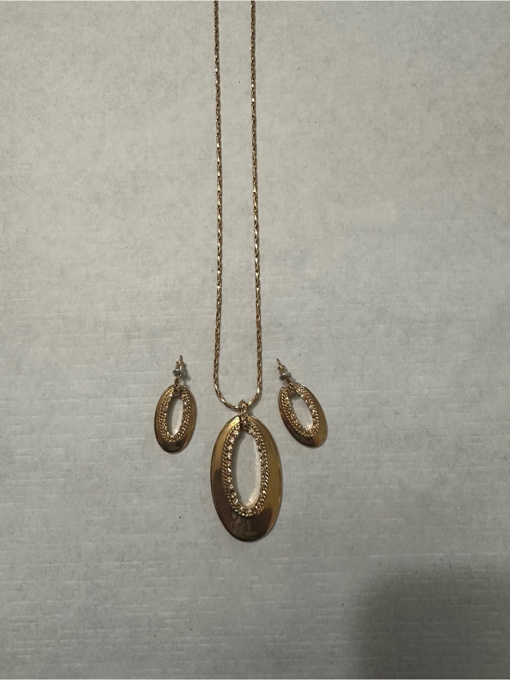 Monet Gold Oval Pendant Necklace and Earring Set